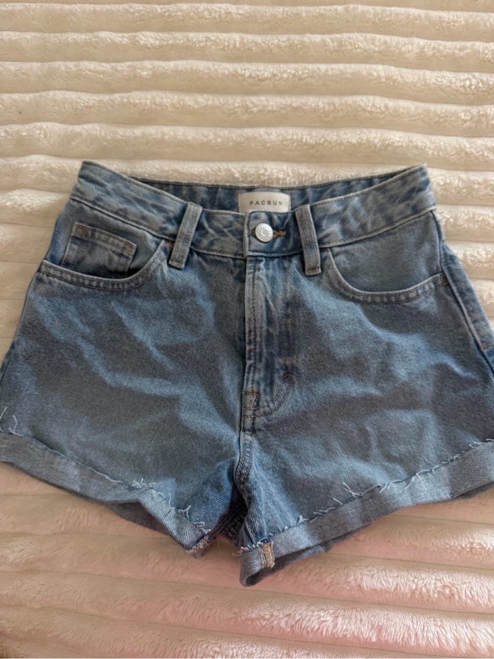 PacSun Light Blue High-Rise Cuffed Denim Shorts